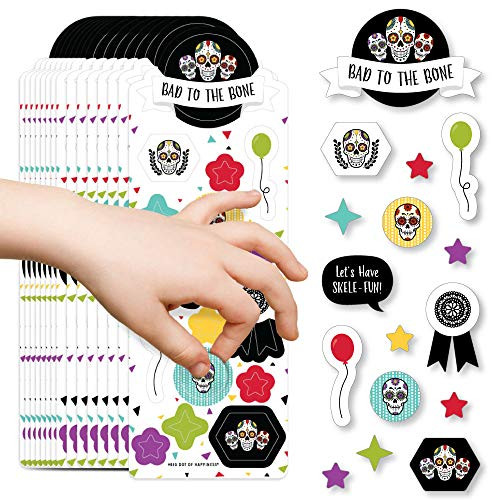Big Dot of Happiness Day of the Dead - Halloween Sugar Skull Party Favor Kids Stickers - 16 Sheets - 256 Stickers