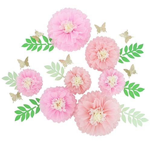 21 Pieces 3D Paper Flowers Giant Paper Flowers for Wedding Backdrop Graduation Party Bridal Shower Wedding Centerpieces Nursery Wall Decor -Pink-