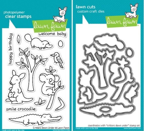 Lawn Fawn Critters Down Under Clear Stamp and Die Set - Includes One Each of LF391 -Stamp- and LF684 -Die- - Custom Set