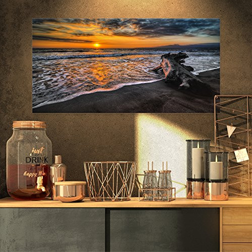 Log on Beach During Sunset Seashore on Canvas Art Wall Photgraphy Artwork Print