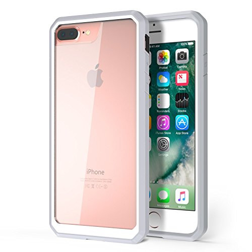 iPhone 8 Plus Case,iPhone 7 Plus Case, ALPHABETT Scratch Resistant Drop Protective SUPER THIN Case for Apple iPhone 7 Plus/iPhone 8 Plus(White/Grey)