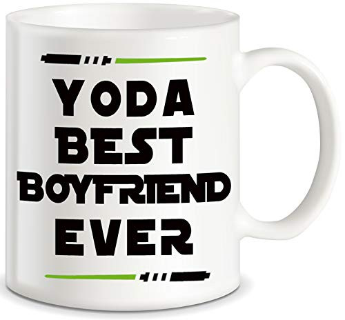 Yoda Best Boyfriend Ever Funny Coffee Mug Boyfriend Gag Gifts for Partner Lover BF Men Unique Couples Dating Valentines Anniversary Christmas Birthday