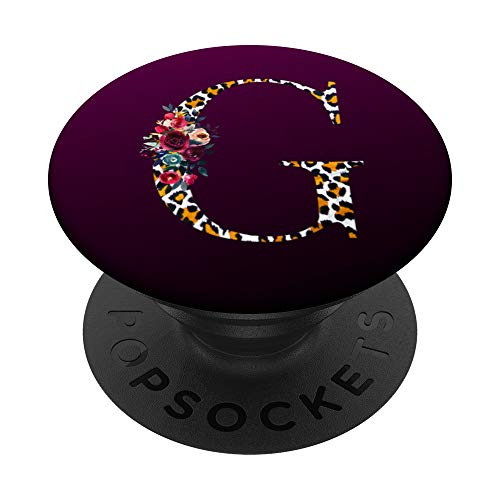 Leopard Cheetah Animal Print Monogram Letter G Initial PopSockets Grip and Stand for Phones and Tablets