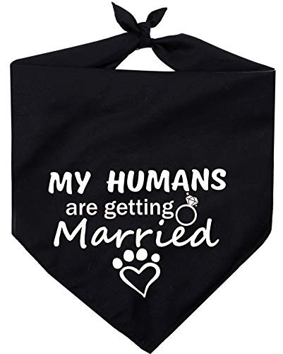 Pawskido My Humans are Getting Married Dog Bandana  Dog Wedding Bandana Reversible Triangle Bibs Pet Scarf