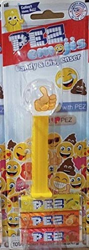 Pez PEZemojis Thumbs Up Dispenser on Blister Card with 3 Rolls Candy