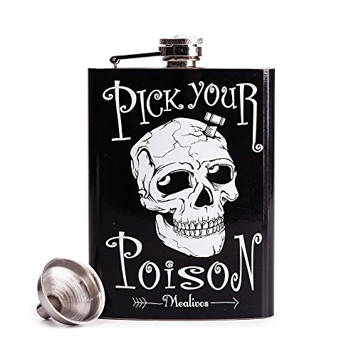 Mealivos 6oz Stainless Steel Hip Flask -black-