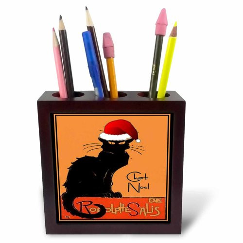3dRose ph_47077_1 Le Chat Noel-Advertising, Art Nouveau, Black Cat, Cat, Cats, Chat Noir, Le Chat-Tile Pen Holder, 5-Inch 3dRose ph_47077_1 Le Chat Noel-Advertising, Art Nouveau, Black Cat, Cat, Cats, Chat Noir, Le Chat-Tile Pen Holder, 5-Inch