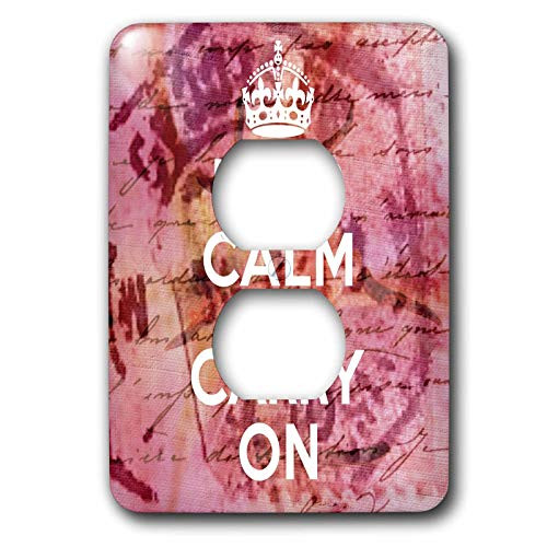 3dRose lsp-7629-6 Pink Abstract Keep Calm Digital Art by Angelandspot 2 Plug Outlet Cover