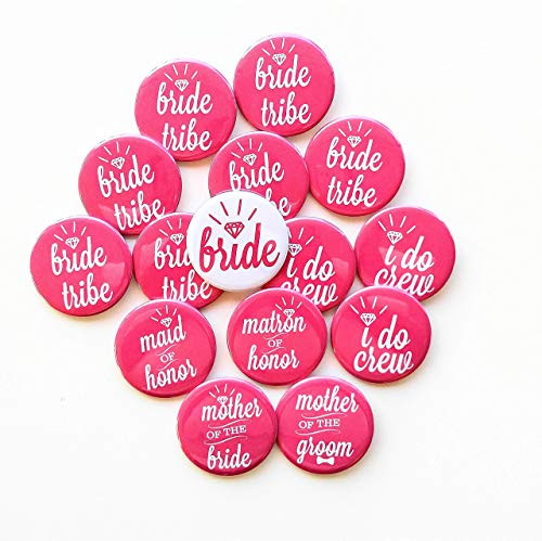 Pink Bachelorette Buttons Bridal Party Bride Tribe Buttons Bachelorette Pins Bachelorette Party