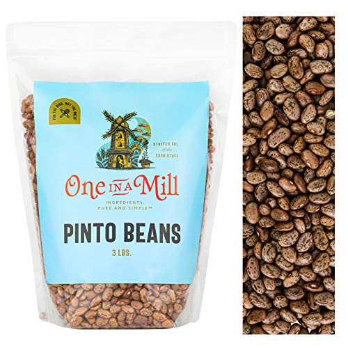One in a Mill Dried Pinto Beans 3lb Bulk Resealable Bag - Frijoles Pinto Dry 100 Natural - For Cooking  Soups  Chili  Burritos  and Refried Beans - Veg