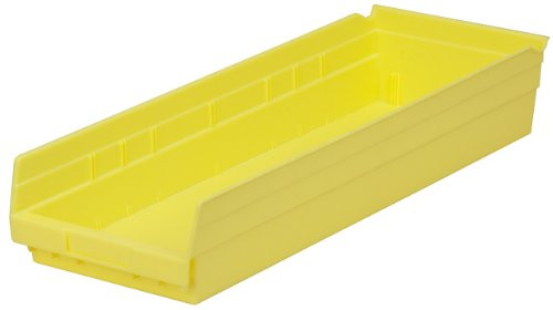 Akro-Mils 30184 24-Inch by 8-Inch by 4-Inch Plastic Nesting Shelf Bin Box, Yellow, Case of 6