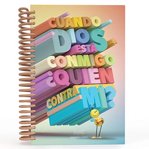 Agenda Pechi 2021 Dios Conmigo -Planner in Spanish- Paz y ánimo para tu vida- 5-5x8-25- Tapa dura- Un día por página- Versículos interactivos
