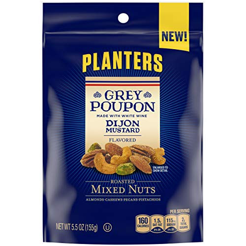 Planters Grey Poupon Sauce Flavored Roasted Mixed Nuts -5 oz Pouches  Pack of 8-