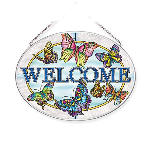 Amia 40039 Hospitality Butterflies Medium Oval Suncatcher  7-inch Length  Multicolor