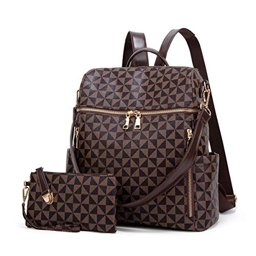 Backpacks for Women Fashion Leather Bags Girls Anti-theft Rucksack Ladies Travel Bags Handbags and Purses Phone Bags 2Pcs