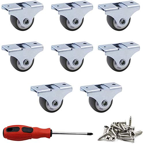 ZXHAO 8 Pack 1 Caster Wheels Rigid Fixed Non Swivel Casters with Metal Top Plate No Noise TPE Wheels for Furniture  141 Total Capacity
