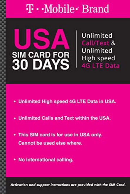 T-Mobile Prepaid SIM Card Unlimited Talk  Text  and Data -UNL Talk  Text  Data 30 Days-