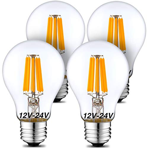 12 Volt Light Bulb 12V-24V LED Light Bulb A19 Low Voltage Light Bulbs 6W 570lm E26 2700K Warm White 12V LED Bulb -50Watt Equivalent- RV Camper Marine