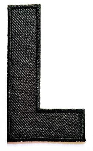 3 INCHES L Letter Black Patch Cartoon Alphabet Letters A-Z Iron Sew On Embroidered Applique for Bags Jeans T-Shirt hat Clothing Fabric Costume or Gift