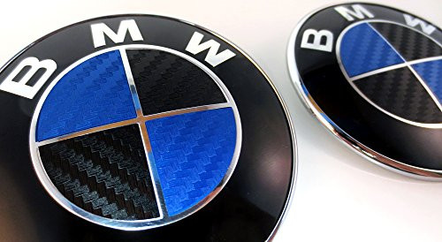 Black and Blue Carbon Fiber Sticker Overlay Vinyl for All BMW Emblems Caps Logos Roundels