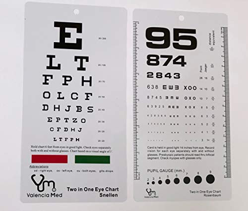 Valencia Med Two in One Pocket Eye Chart  Rosenbaum-Snellen