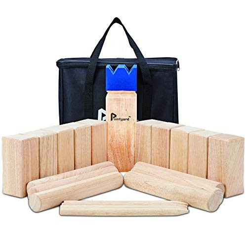 Pointyard Kubb Yard Game Set Giant 3-5 Kubb Toss Yard Game with Carrying Case - Rubber Wooden Outdoor Lawn Games Set for Children Adults Family Pointyard Kubb Yard Game Set Giant 3-5 Kubb Toss Yard Game with Carrying Case - Rubber Wooden Outdoor Lawn Games Set for Children Adults Family