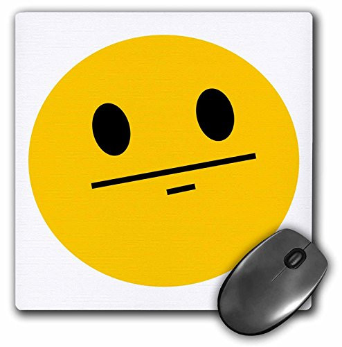 Poker face smiley Funny straight faced cartoon - Yellow emoticon - Mouse Pad  8 by 8 inches -mp-113109-1-