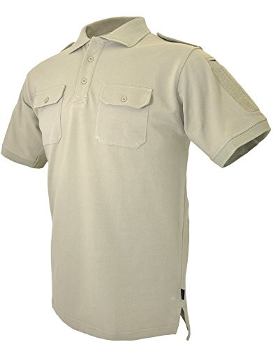 HAZARD 4 Quickdry Leo Battle Polo-TM- Tactical Velcro-Arm-Patch-Chest Pockets Breathable Shirt -R- - Tan -Small-