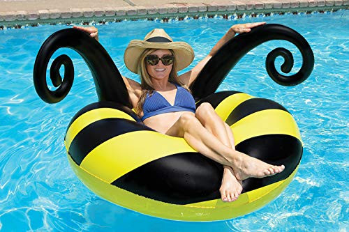 Poolmaster Bumble Bee Inflatable Swimming Pool Party Float - -48 Inch-  Yellow-Black