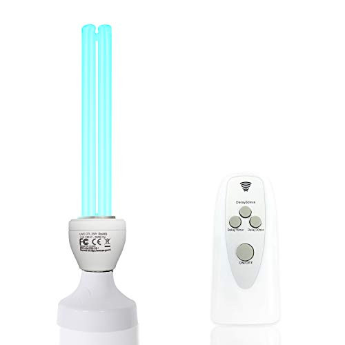 Ozone UV Germicidal Light Sanitizer UVC Ultraviolet Lamp E26-E27 Bulb with Stand and Remote Lamp