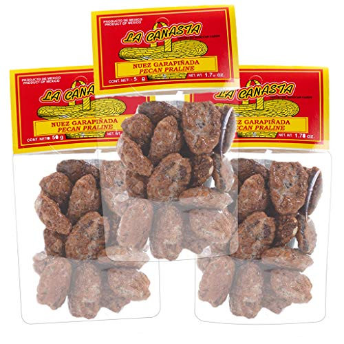Pecan Praline Mexican Candy - Fresh Chewy Praline Pecans International Candy - Sweet Gourmet Pecan Pralines 3 Pack -5-34 oz Total- by Ole Rico
