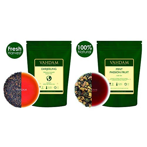VAHDAM Darjeeling? Black Tea Leaves? from Himalayas -9oz- - Mint Passion Iced Tea -7oz- 100 Natural - Certified Pure Darjeeling Black Tea Herbal I VAHDAM Darjeeling? Black Tea Leaves? from Himalayas -9oz- - Mint Passion Iced Tea -7oz- 100 Natural - Certified Pure Darjeeling Black Tea Herbal I