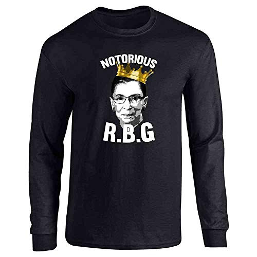 Pop Threads Notorious R-B-G- RBG Supreme Court Political Black L Full Long Sleeve Tee T-Shirt