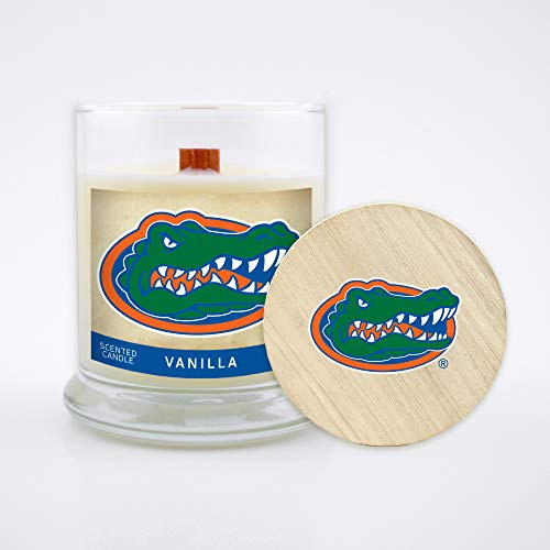 Worthy Promo NCAA Florida Gators 8 oz Vanilla Scented Soy Wax Candle Wood Wick and Lid Worthy Promo NCAA Florida Gators 8 oz Vanilla Scented Soy Wax Candle Wood Wick and Lid