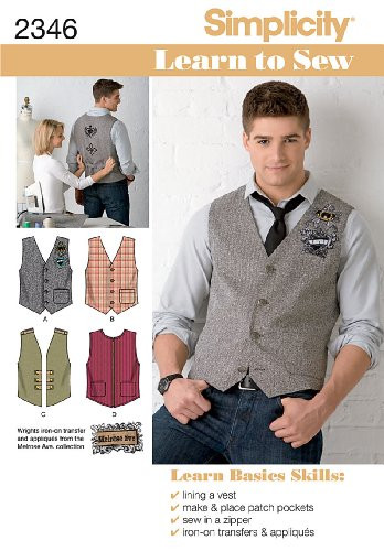 Simplicity Learn to Sew Mens Formal Wear Vest Sewing Pattern  Sizes 44-46-48-50-52