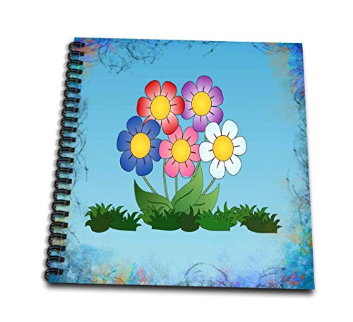 3dRose db-205178-3 Pretty Floral Clip Art with Colorful Custom Digital Frame Mini Notepad  4 by 4