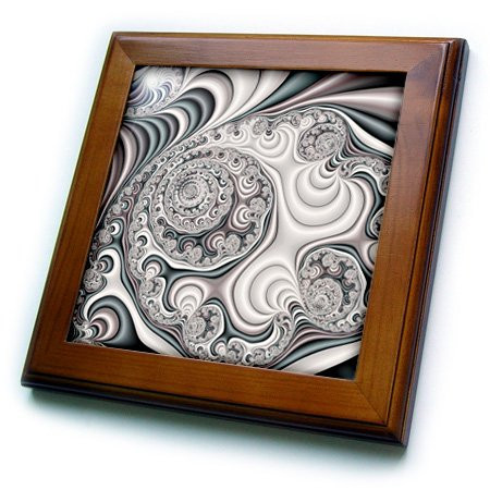 3dRose ft-116874-1 Pretty Pearl Satin Abstract Fractal Digital Art Framed Tile  8 by 8-Inch