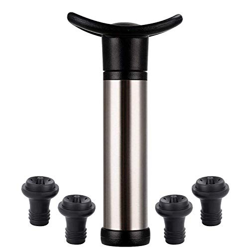 FIDGETERRELAX Wine Pump Saver Vacuum Stopper Set with 4 Wine Bottle Reusuable Stoppers to Save Fresh