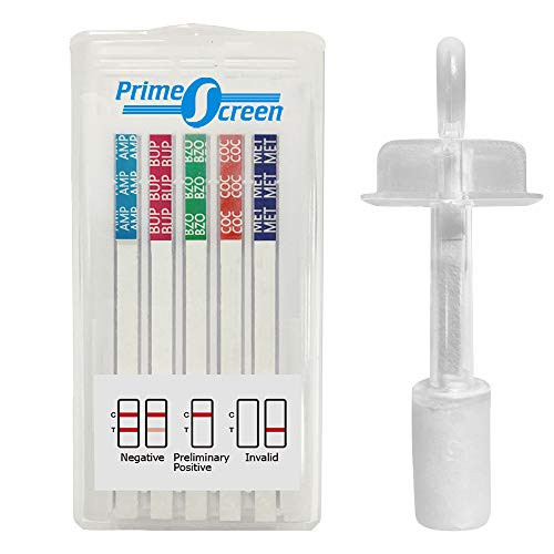 Prime Screen -5 Pack- 10 Panel Oral Saliva Test Kit -AMP  BUP  BZO  COC  MET  MTD  OPI  OXY  PCP  THC- - ODOA-2106