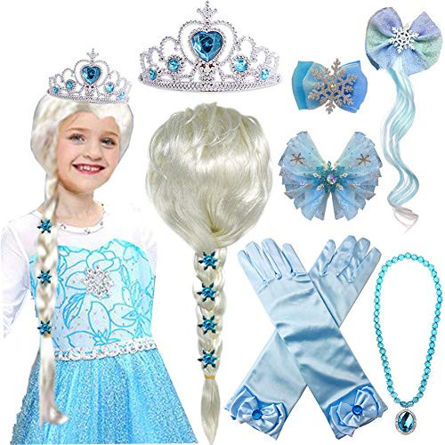 Princess Elsa Wig Frozen Elsa Braid with Princess Tiara Necklace Gloves Princess Elsa Dress Up Costume Cosplay Accessories for Kids Girls Princess Elsa Wig Frozen Elsa Braid with Princess Tiara Necklace Gloves Princess Elsa Dress Up Costume Cosplay Accessories for Kids Girls