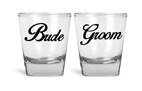 Bride And Groom Couples Funny Novelty Shot Glasses - Great for Bride  Groom  Bachelor and Bachelorette Party by Mad Ink Fashions
