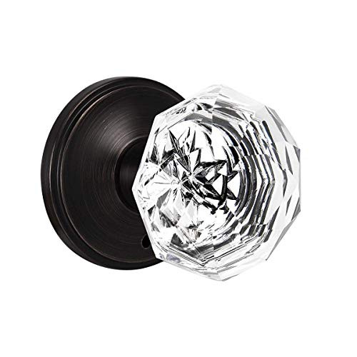 Privacy Crystal Knob Interior in Oil Rubbed Bronze Finish Crystal Privacy Door Knobs for Bathroom-Bedroom Bed-Bath Door Lock  Venetian Bronze Classic
