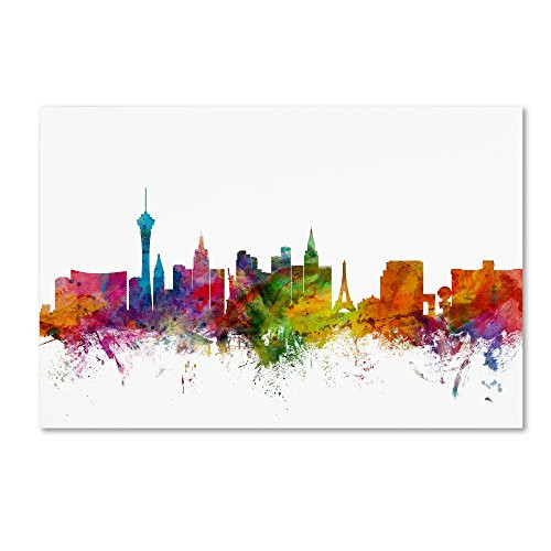 Trademark Fine Art Las Vegas Nevada Skyline by Michael Tompsett, 22 x 32 Canvas Wall Art