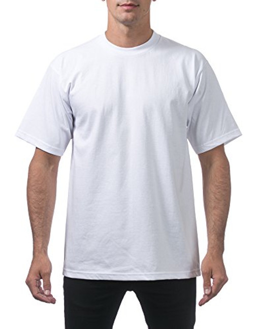 Pro Club Mens Heavyweight Cotton Short Sleeve Crew Neck T-Shirt  White  Medium
