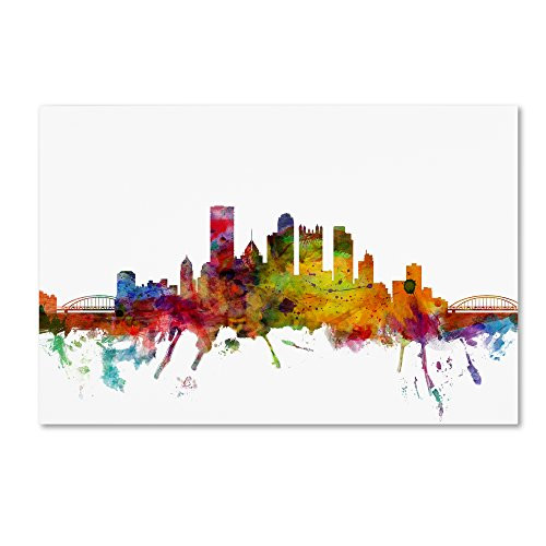 Pittsburgh Pennsylvania Skyline by Michael Tompsett, 22x32-Inch Canvas Wall Art