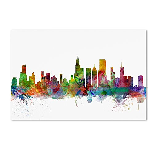 Trademark Fine Art Chicago Illinois Skyline by Michael Tompsett, 22x32-Inch Canvas Wall Art