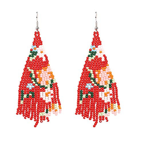 Luluping Long Beaded Dangle Earrings Boho Native Handmade Seed Bead Tassel Earrings for Women Bohemian Large Statement Beaded Drop Fringe Earrings Luluping Long Beaded Dangle Earrings Boho Native Handmade Seed Bead Tassel Earrings for Women Bohemian Large Statement Beaded Drop Fringe Earrings