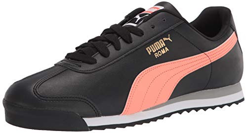 PUMA mens Roma Basic Sneaker  Puma Black-fusion Coral  9 Women 10-5 Men US