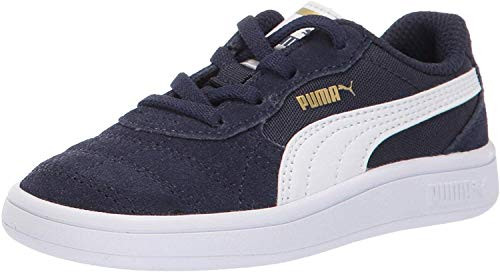 PUMA Unisex Kids Astro Kick Sneaker  Peacoat-White-teamgold  7 M US Big Kid