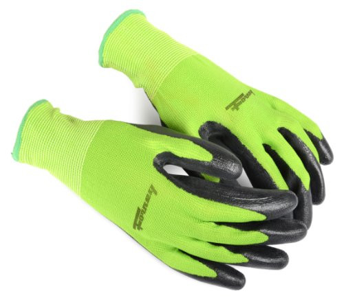 Forney 53222 Nitrile-Dipped Seamless Knit Premium Mens Gloves  Medium Black-Green